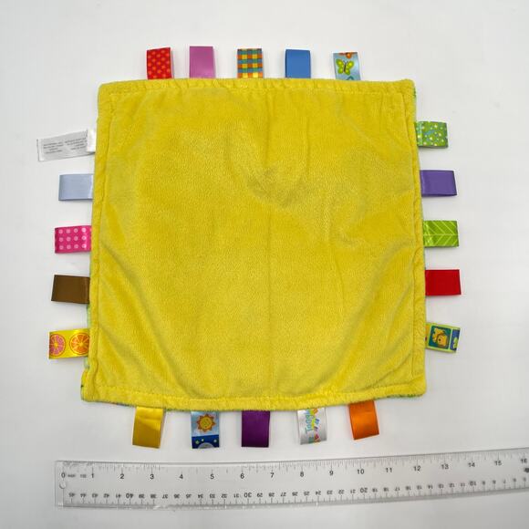12" Taggies Green Yellow Swirles Turtles Bees Baby Lovey Security Plush Blanket - Picture 6 of 9